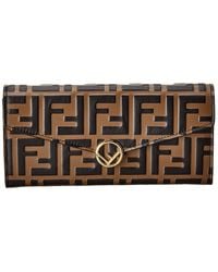 Fendi Ff Leather Continental Wallet - Brown