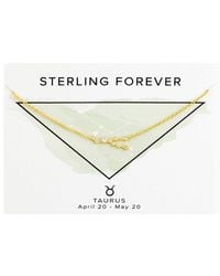 Sterling Forever - 14k Plated Cz Taurus Delicate Constellation Necklace - Lyst