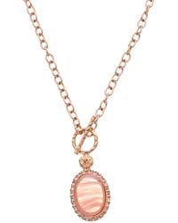 Kenneth Jay Lane - Plated Rose Quartz Pendant Necklace - Lyst