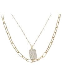 Juvell - 18K Plated Cz Dog Tag Link Necklace - Lyst