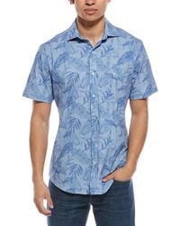 Tailorbyrd - Tropical Leaves Printed Seersucker Shirt - Lyst