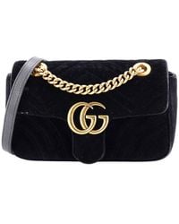 Gucci - Matelasse Velvet Gg Marmont Flap Bag Mini (Authentic Pre-Loved) - Lyst
