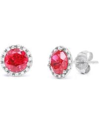 Diana M. Jewels - Fine Jewelry 14k 2.17 Ct. Tw. Diamond & Ruby Corundum Halo Studs - Lyst