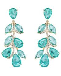 Eye Candy LA - Luxe Collection Green Leaf Cubic Zirconia Crystal Dangle Earrings - Lyst