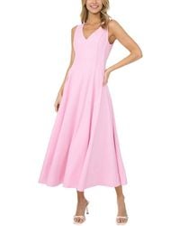 Ted Baker - Sleeveless V Neck Pleated Linen-Blend Maxi Dress - Lyst