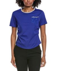 Gracia - Round Neck Lace & Pocket T-Shirt - Lyst