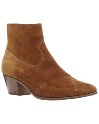 Saint Laurent - Suede Wyatt Almond Toe Boot (Authentic Pre-Loved) - Lyst