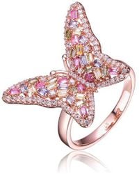 Rachel Glauber - 18k Rose Gold Plated Cz Butterfly Ring - Lyst
