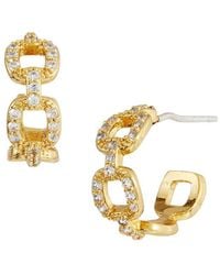 Savvy Cie - 18k Over Silver Cz Hoops - Lyst