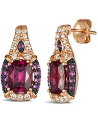 Le Vian - Semi Precious Center 14K Rose 3.92 Ct. Tw. Diamond & Rhodolite Earrings - Lyst
