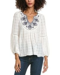 Max Studio - Scoop Neck Cross Stitch Blouse - Lyst