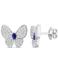 Rina Limor - 14k 1.32 Ct. Tw. Diamond & Blue Sapphire Butterfly Earrings - Lyst