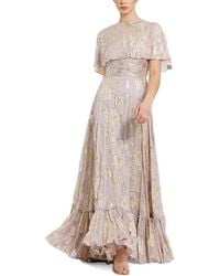 Mac Duggal - Floral Print High Neck Cape Sleeve A-Line Gown - Lyst