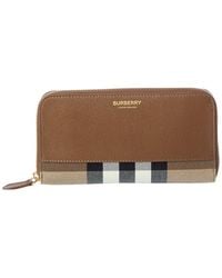 Burberry - Check Canvas & Leather Zip Around Wallet - Lyst