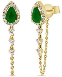 Sabrina Designs - 14k 1.16 Ct. Tw. Diamond & Emerald Dangle Chain Earrings - Lyst