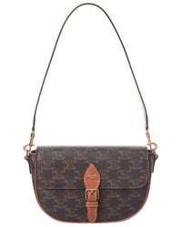 Celine - Folco Triomphe Coated Canvas & Leather Shoulder Bag - Lyst