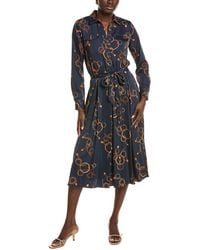 Tahari - Half Placket Button Down Midi Dress - Lyst