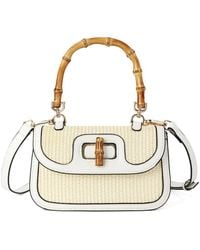 Tiffany & Fred Paris - Bamboo Handle Woven Raffia & Leather Satchel - Lyst