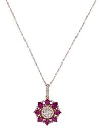 Diana M. Jewels Fine Jewelry 14k Rose Gold 1.77 Ct. Tw. Diamond & Ruby Necklace - Metallic