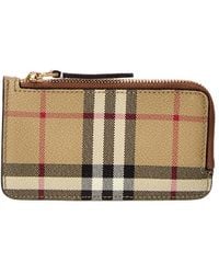 Burberry - Check E-Canvas & Leather Zip Card Case - Lyst