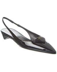 Prada - Logo Patent Pointy-Toe Slingback Pump - Lyst