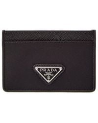 Prada - Logo Canvas & Saffiano Leather Card Case - Lyst