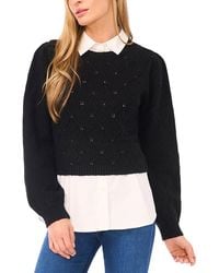 Ted Baker - Allover Pointelle Texture Twofer Wool-Blend Sweater - Lyst