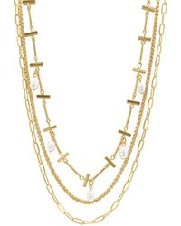 Adornia - 14k Plated 10mm Pearl Chain Necklace Set - Lyst