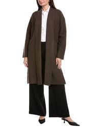 Eileen Fisher - Petite High Collar Wool Coat - Lyst