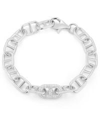 Chloe and Madison - Silver Cz Chunky Bold Mariner Link Bracelet - Lyst