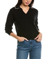 Brodie Cashmere - Pearl Collar Wool & Cashmere-Blend Polo Sweater - Lyst