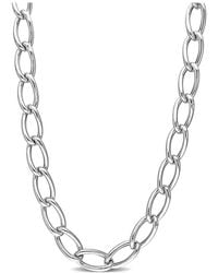 Italian Silver - Hollow Link Chain Necklace - Lyst