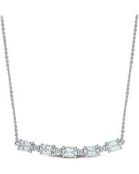 Rina Limor 14k 2.14 Ct. Tw. Diamond & Aquamarine Necklace - Metallic