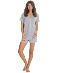 Barefoot Dreams - Luxe Milk Jersey Piped Pajama Top & Boxer Set - Lyst