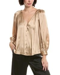 L'Agence - Kali Satin Silk Blouse - Lyst