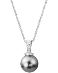 Pearls - 14K Diamond 0.02 Ct. & 8Mm Pearl Pendant Necklace - Lyst