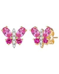 Genevive Jewelry - Rachel Glauber 14K Plated Cz Butterfly Shaped Earrings - Lyst