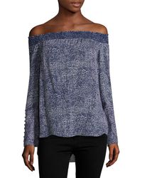 10 Crosby Derek Lam Off-the-shoulder Silk Blouse - Blue