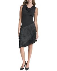 DKNY - Cowl Neck Tier Front Dress - Lyst