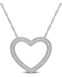 Rina Limor - 14k 0.23 Ct. Tw. Diamond Heart Necklace - Lyst