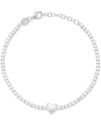 Glaze Jewelry - Silver Cz Heart Tennis Bracelet - Lyst