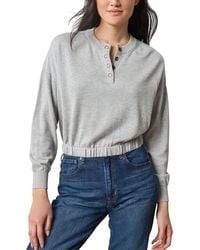 Lilla P - Elastic Waist Henley Sweater - Lyst