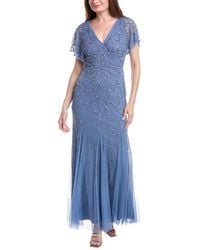 Adrianna Papell - Bead Mesh Surplice Maxi Dress - Lyst