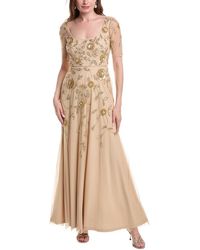 Adrianna Papell - Bead Mesh Long Dress - Lyst