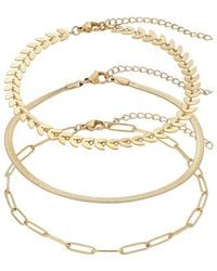 Adornia - Set Of 3 Tarnish Resistant 18K Plated Adjustable Chain Anklets - Lyst