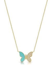 Sabrina Designs - 14k 1.01 Ct. Tw. Diamond & Turquoise Butterfly Necklace - Lyst