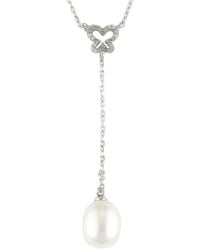 Pearls - 0.07 Ct. Tw. Diamond 7.8Mm Pearl Necklace - Lyst