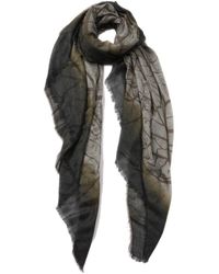 Blue Pacific Glitter Leaves Cashmere-blend Scarf - Green