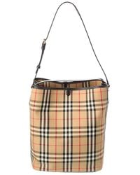 Burberry - Check Canvas & Leather Tote - Lyst