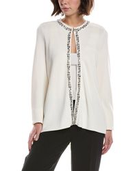 Anne Klein - Rhinestone-Trim Cardigan - Lyst